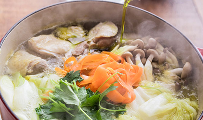 塩鶏と白菜のオリーブオイル鍋